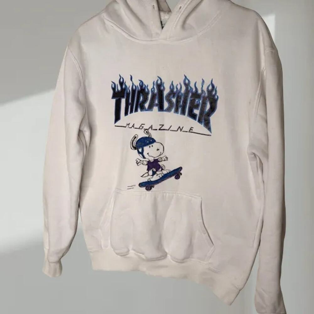 Thrasher Magazine Hoodie with Hand-Painted Snoopy (Unisex Small)